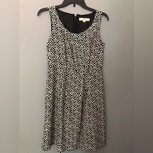 Loft Size 2 Lined Sleeveless Dress Black White Polka Dot
